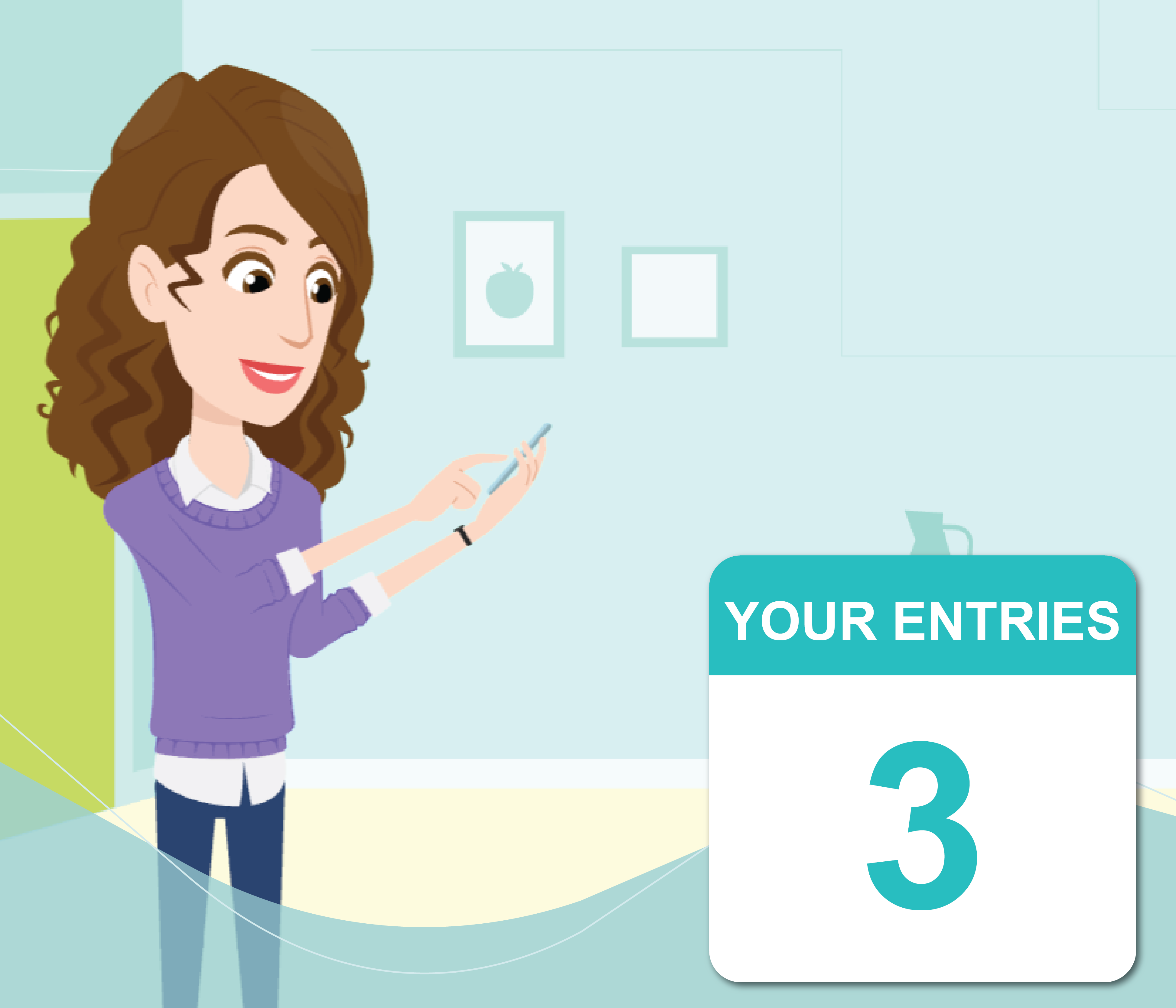 Woman using mobile in living room to join CARMA Rewards Club