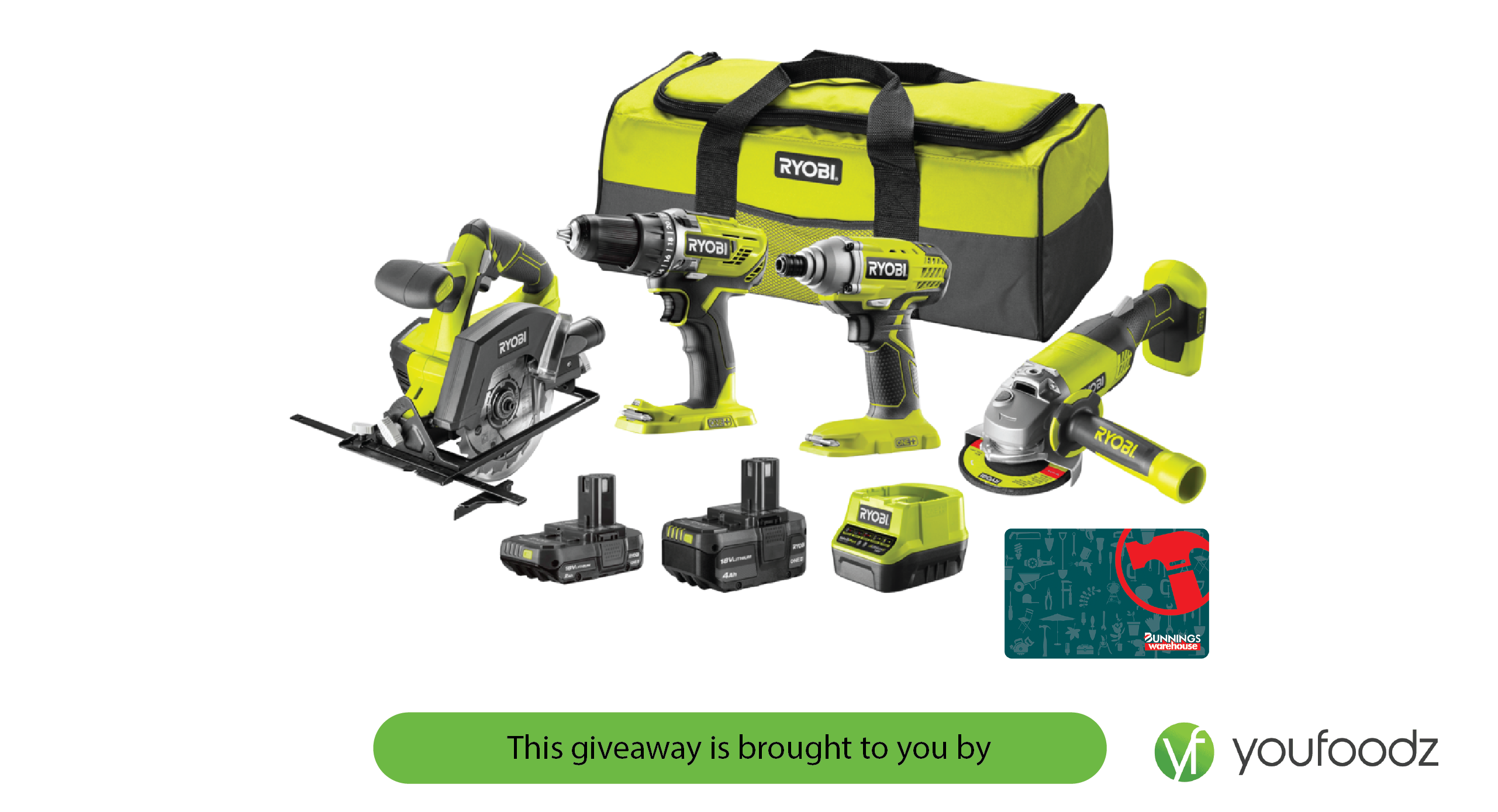 Ryobi tool kit and bunnings gift card CARMA Rewards Club prize