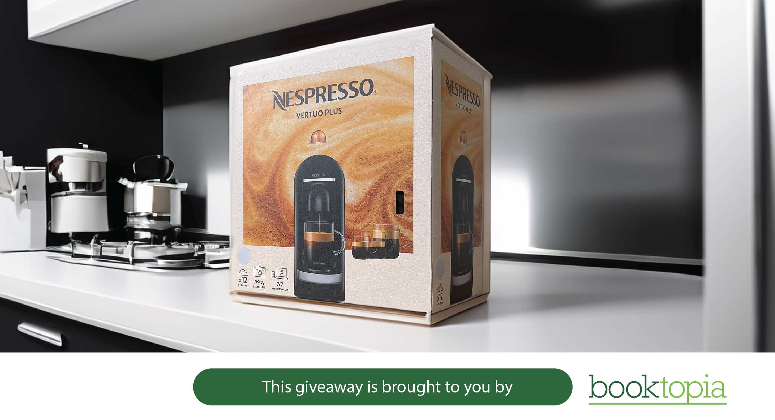 Nespresso Vertuo Plus CARMA Rewards Club giveaway bench top in kitchen